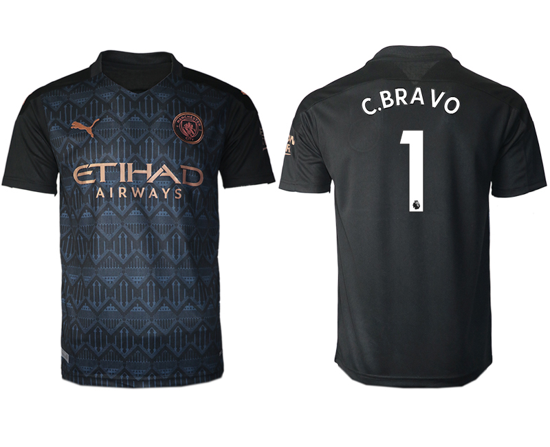 Men 2020-2021 club Manchester City away aaa version #1 black Soccer Jerseys